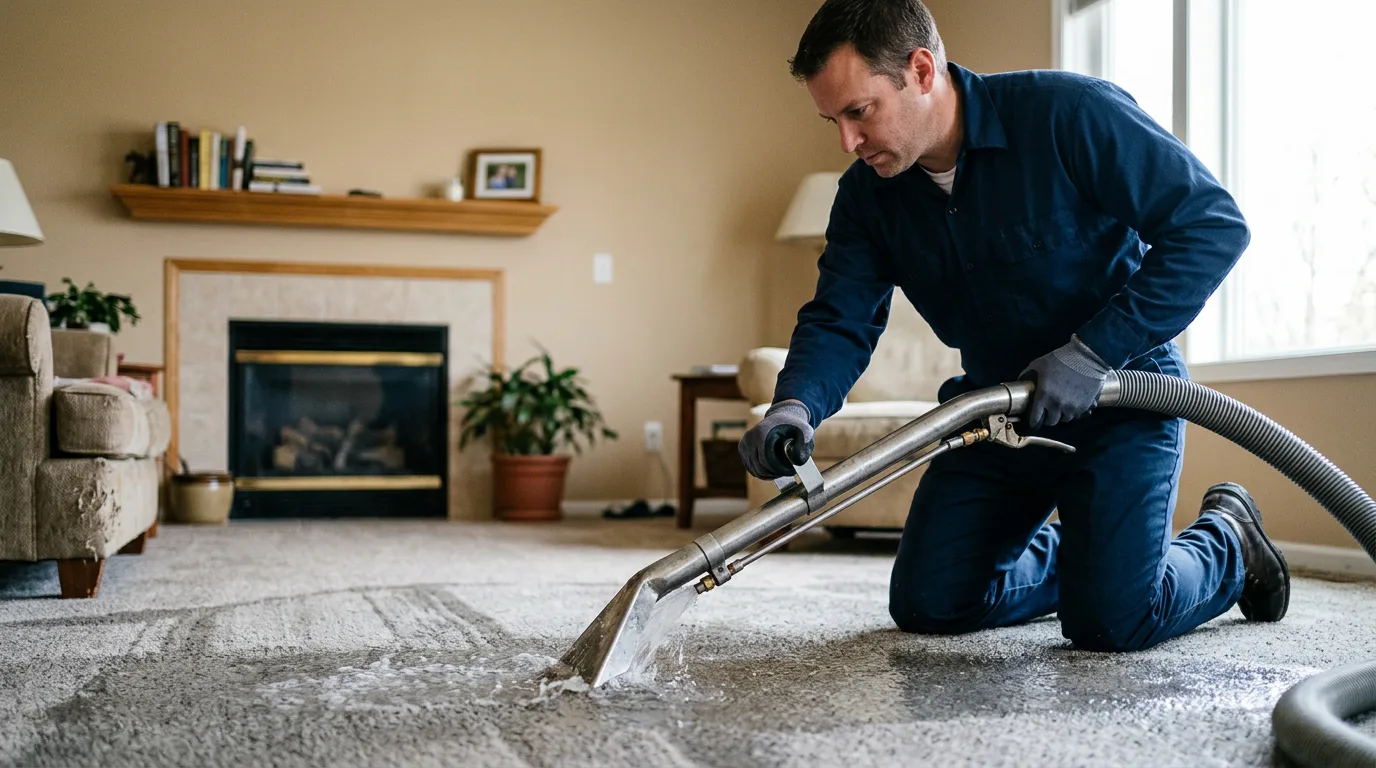 Water damage restoration technician working near Trimble, MO
